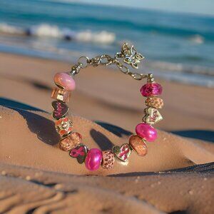 Hope Cancer Awareness Charm Bracelet~ pink